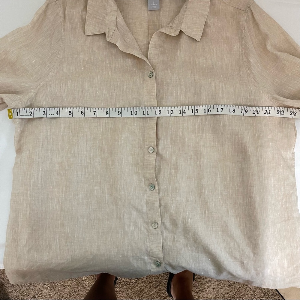 Chico's Light Tan Linen Shirt Size XL - Picture 6 of 8